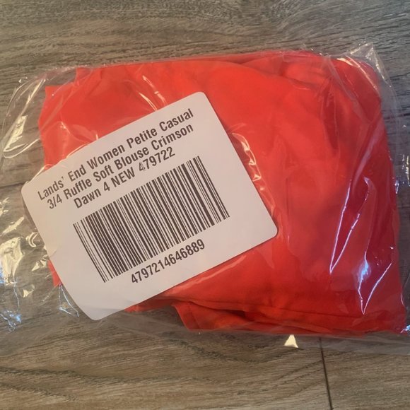 NWT LAND'S END WOMEN'S CASUAL 3/4 SLEEVE RUFFLE SOFT BLOUSE CRIMSON DAWN 4P - Picture 4 of 6